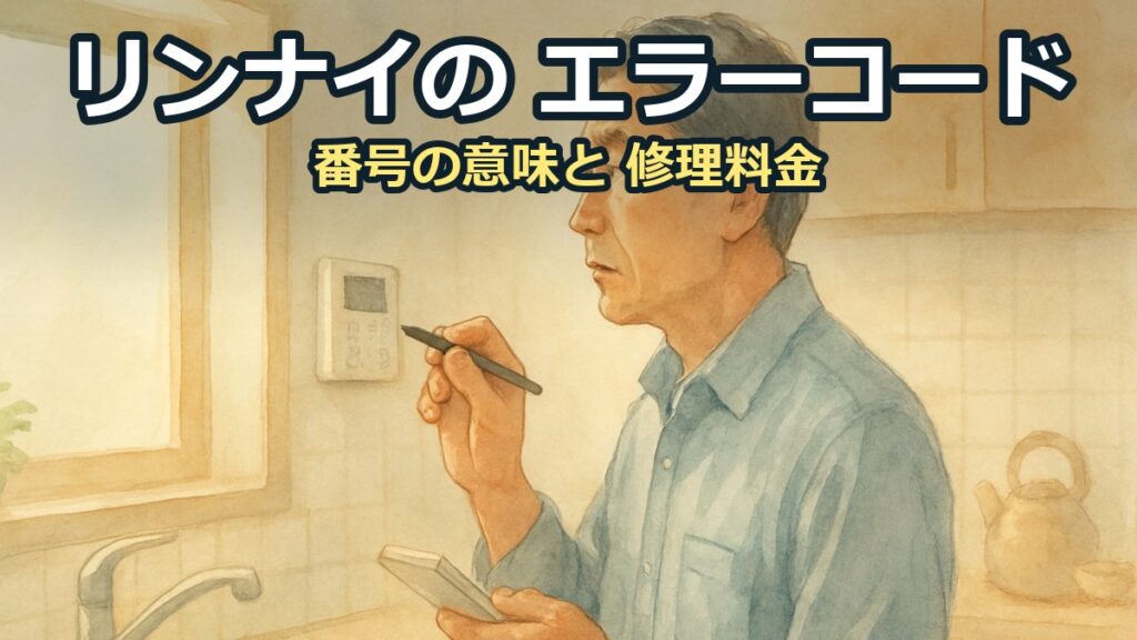 台所でリモコンの表示を見ながらメモを取る50代の男性